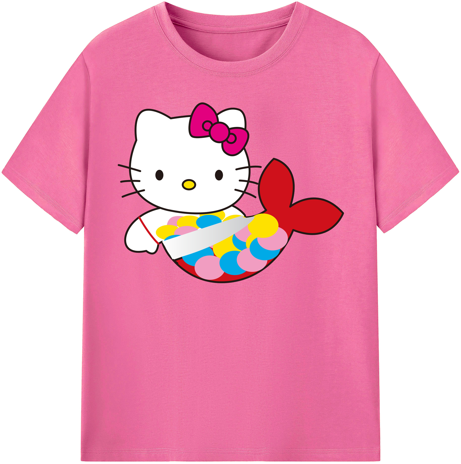 （画像用） Hello Kitty ハローキティ レディースカジュアルプリントTシャツ（綿100％）
